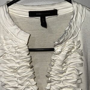 Cream Ruffled Long Sleeve Top